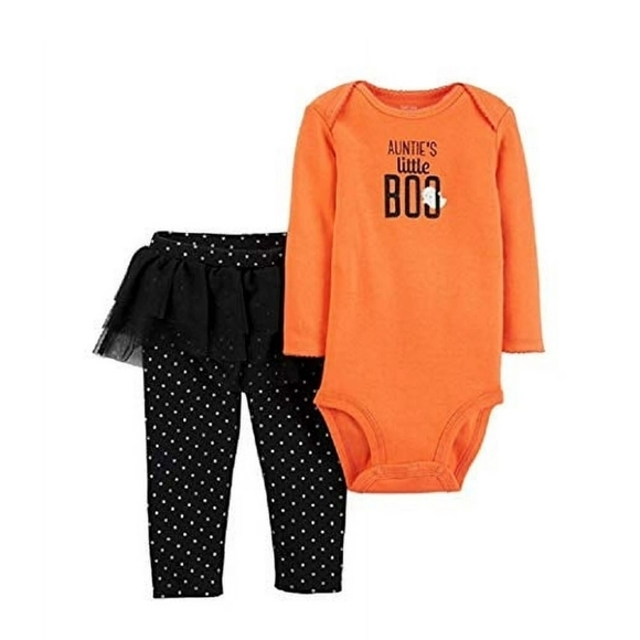 New Baby Girls Little Boo Halloween Ghost Bodysuit & Tutu Pants Outfit  9 Months - Picture 3 of 3